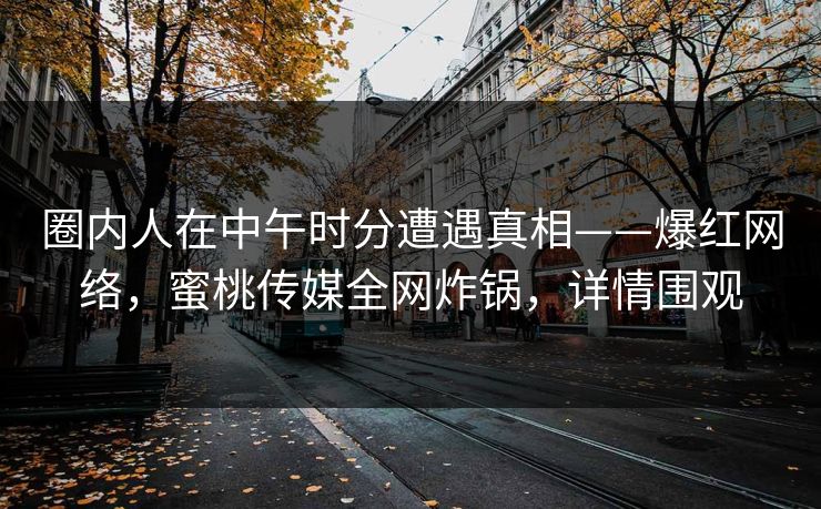 圈内人在中午时分遭遇真相——爆红网络，蜜桃传媒全网炸锅，详情围观