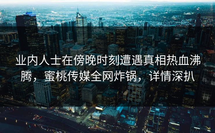 业内人士在傍晚时刻遭遇真相热血沸腾，蜜桃传媒全网炸锅，详情深扒