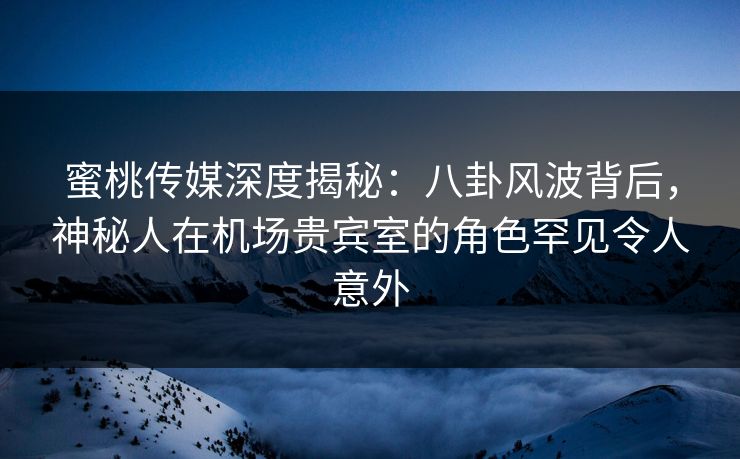 蜜桃传媒深度揭秘：八卦风波背后，神秘人在机场贵宾室的角色罕见令人意外