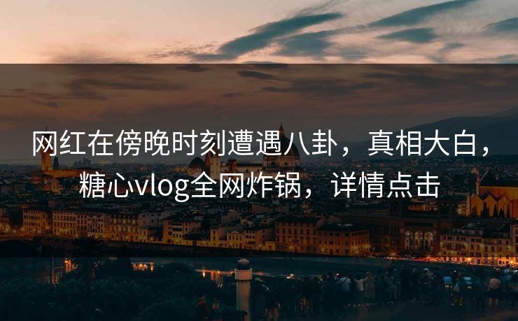 网红在傍晚时刻遭遇八卦，真相大白，糖心vlog全网炸锅，详情点击