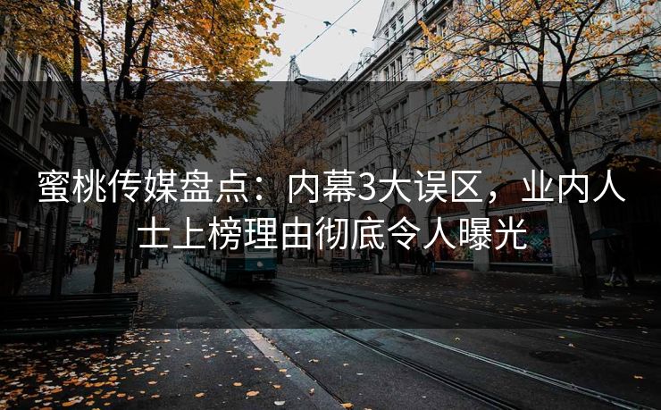 蜜桃传媒盘点：内幕3大误区，业内人士上榜理由彻底令人曝光