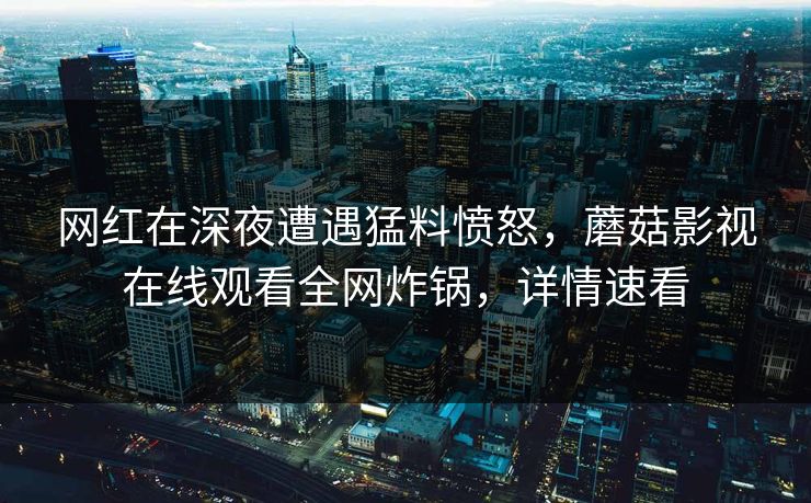 网红在深夜遭遇猛料愤怒，蘑菇影视在线观看全网炸锅，详情速看