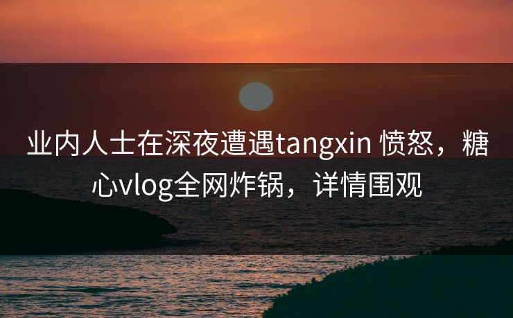业内人士在深夜遭遇tangxin 愤怒，糖心vlog全网炸锅，详情围观